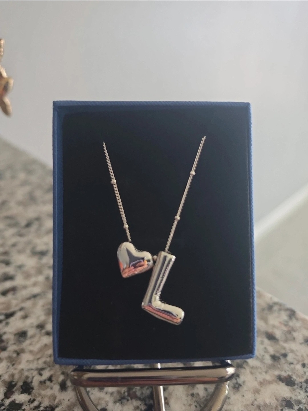 Silver Heart and 'L' Initial Necklace - Personalized Women’s Jewelry